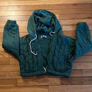 Urban outfitter cropped zip up; size M; green